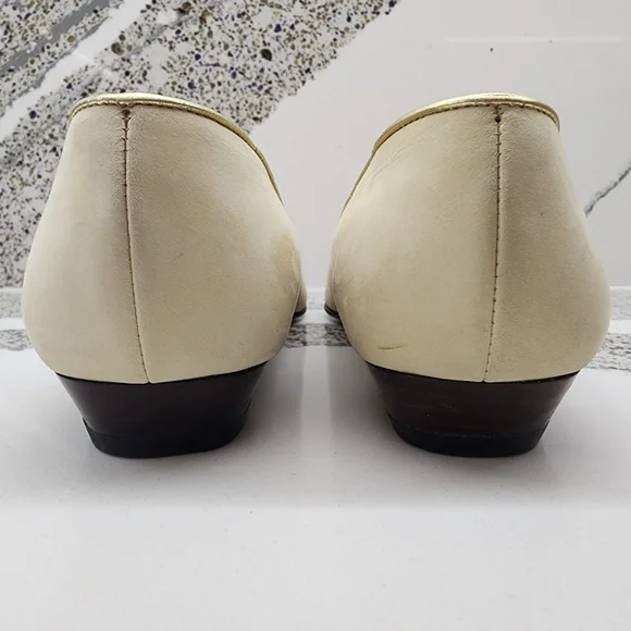 Vintage 80s/90s Ferragamo Ivory Nappa Evening Flats Size 8.5 - Picture 5 of 16